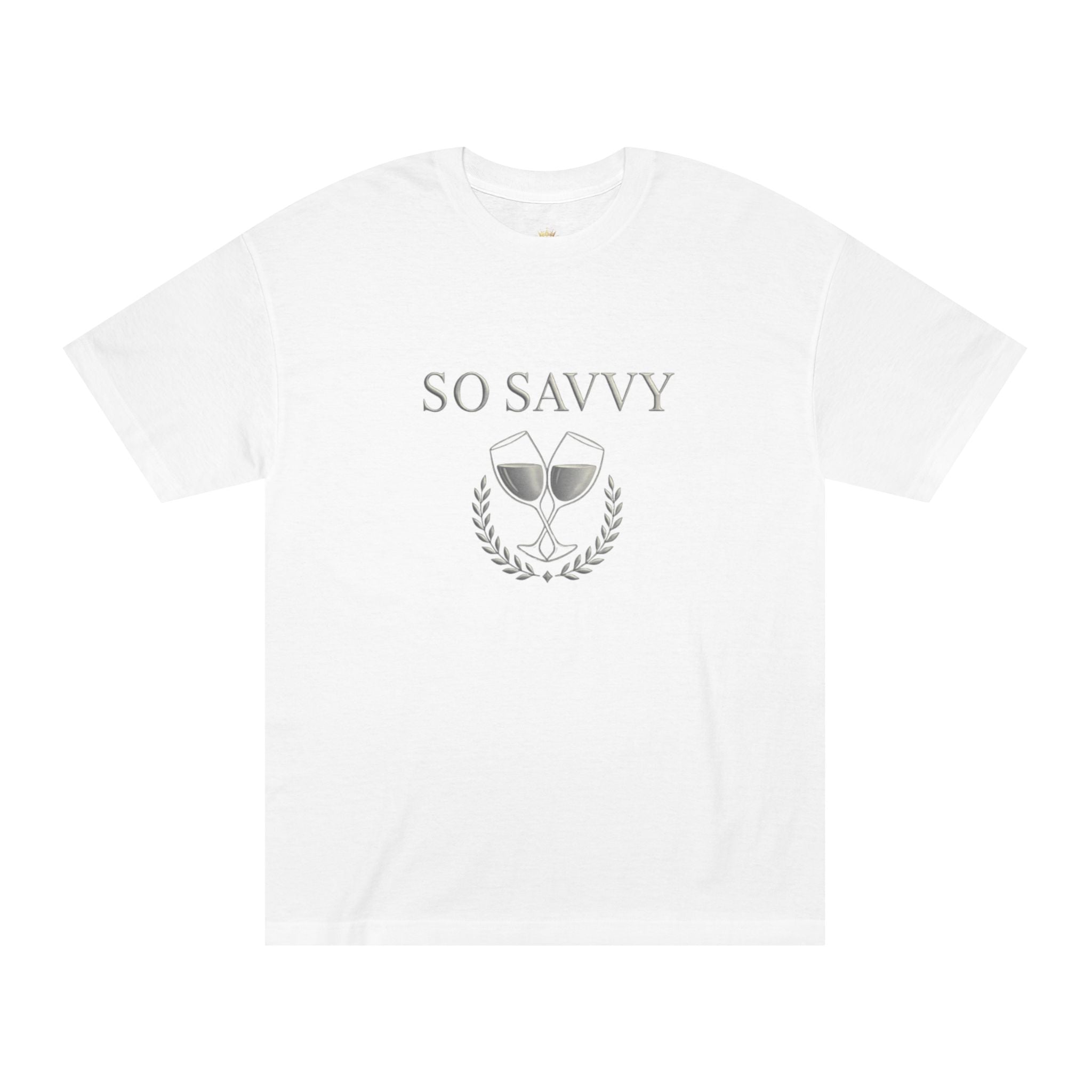 So Savvy Tee — Gray Wine Glass Graphic T-Shirt