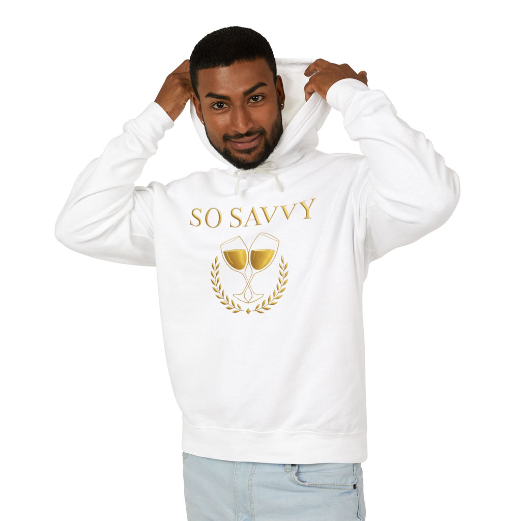 So Savvy Wine Hoodie — 'So Savvy' Graphic Lightweight Hooded Sweatshirt