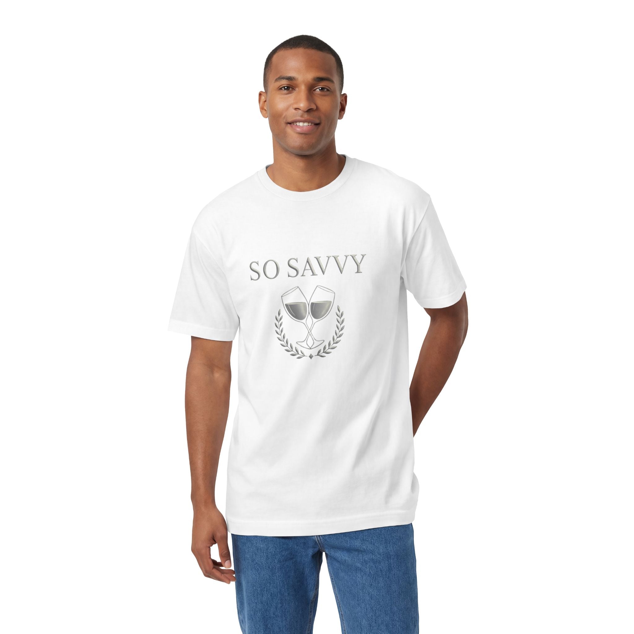 So Savvy Tee — Gray Wine Glass Graphic T-Shirt