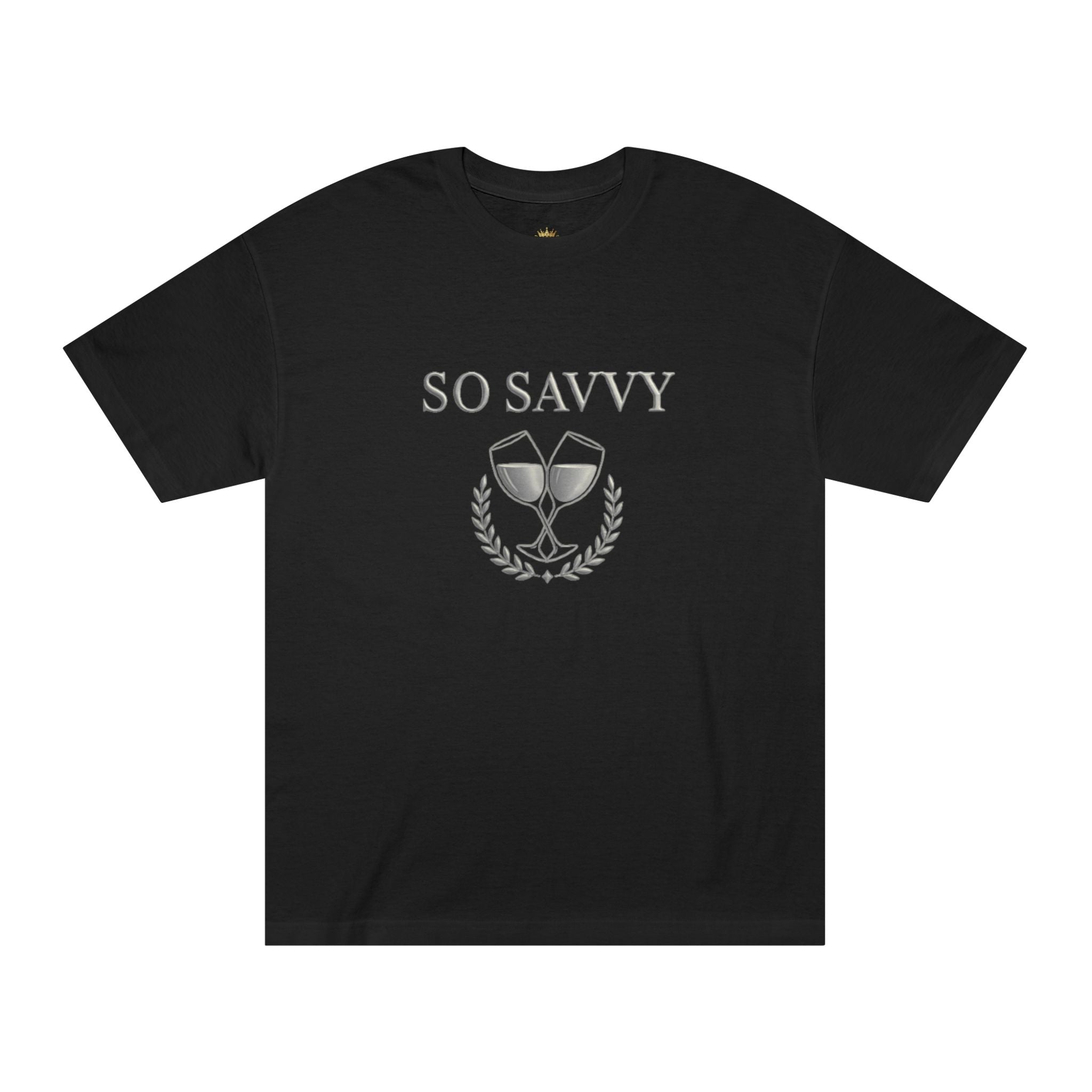 So Savvy Tee — Gray Wine Glass Graphic T-Shirt