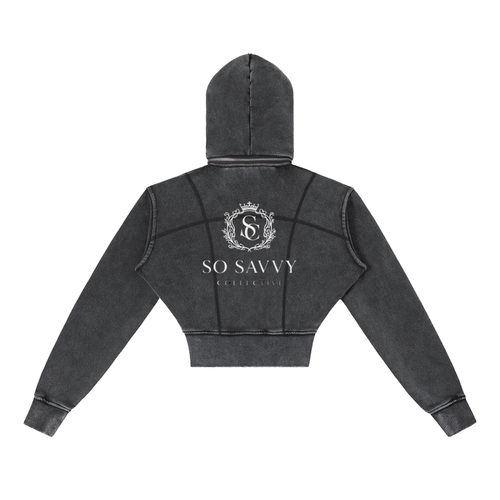 Vintage Washed Cropped Fleece Hoodie